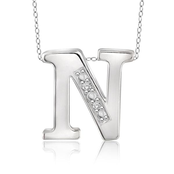 JewelonFire Yours Truly Diamond Accent Sterling Silver "A TO Z" Initial Necklace