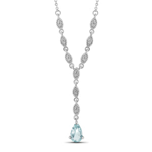 JewelonFire 2 1/4 Carat T.G.W. Sky Blue Topaz And White Diamond Sterling Silver Necklace - Assorted Colors