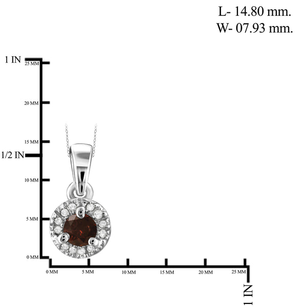 JewelonFire 1/2 Carat T.W. Red And White Diamond Sterling Silver Halo Pendant