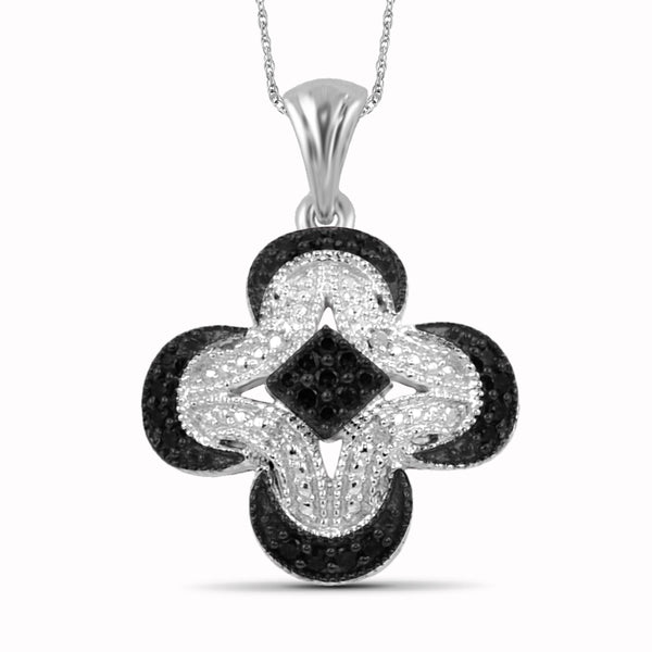 JewelonFire 1.00 Carat T.W. Black And White Diamond Sterling Silver 3 Piece Jewelry Set