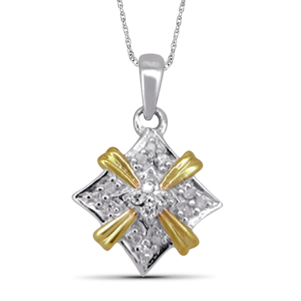 JewelonFire 1/4 Carat T.W. White Diamond Two-Tone Sterling Silver 3 Piece Jewelry Set
