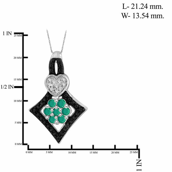 JewelonFire 1.60 Carat T.G.W. Emerald And 1/20 Carat T.W. Black & White Diamond Sterling Silver 3 Piece Jewelry Set - Assorted Colors