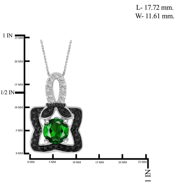 JewelonFire 2.10 Carat T.G.W. Chrome Diopside And  1/20 Carat T.W. Black & White Diamond Sterling Silver 3 Piece Jewelry Set - Assorted Colors