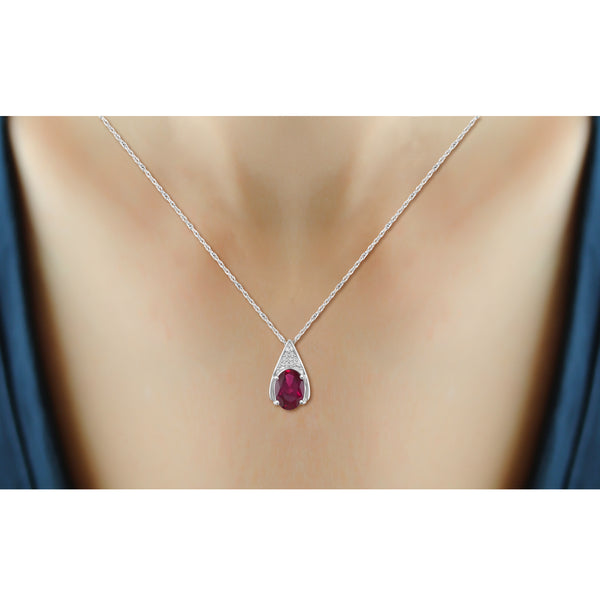 JewelonFire 7.70 Carat T.G.W. Ruby And 1/20 Carat T.W. White Diamond Sterling Silver 3 Piece Jewelry Set - Assorted Colors