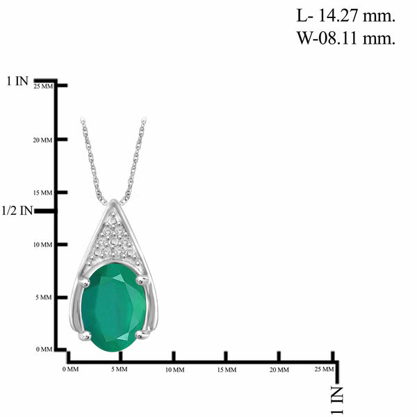 JewelonFire 5.80 Carat T.G.W. Emerald And 1/20 Carat T.W. White Diamond Sterling Silver 3 Piece Jewelry Set - Assorted Colors