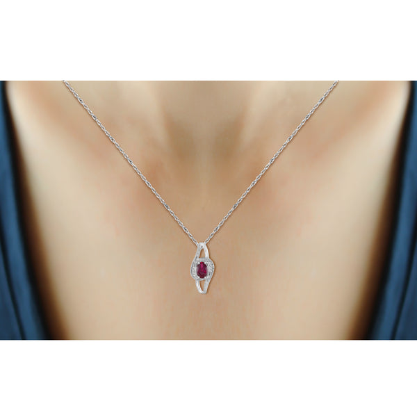 JewelonFire 3.30 Carat T.G.W. Ruby And 1/20 Carat T.W. White Diamond Sterling Silver 3 Piece Jewelry Set - Assorted Colors