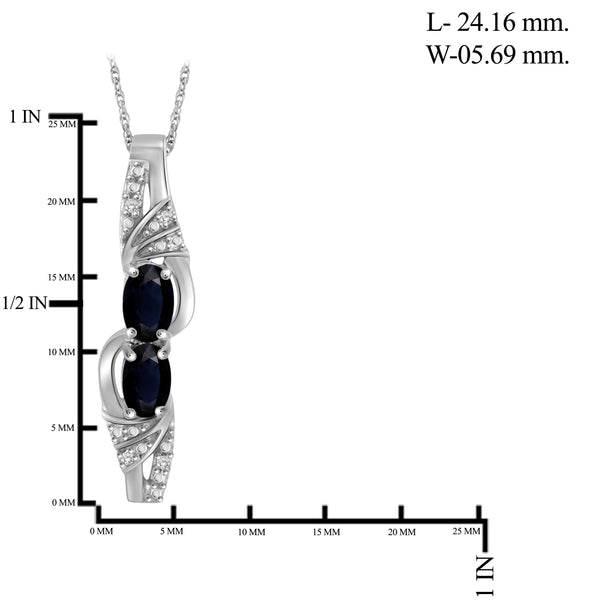 JewelonFire 2.50 Carat T.G.W. Sapphire And 1/20 Carat T,W. White Diamond Sterling Silver 3 Piece Jewelry Set - Assorted Colors