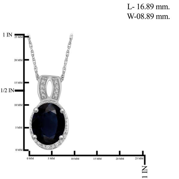 JewelonFire 7.80 Carat T.G.W. Sapphire And 1/20 Carat T.W. White Diamond Sterling Silver 3 Piece Jewelry Set - Assorted Colors