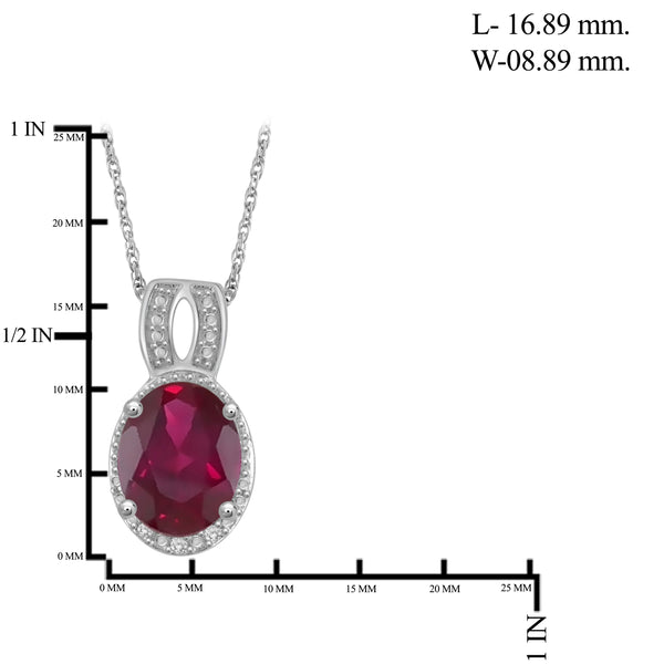 JewelonFire 9.90 Carat T.G.W. Ruby And 1/20 Carat T.W. White Diamond Sterling Silver 3 Piece Jewelry Set - Assorted Colors
