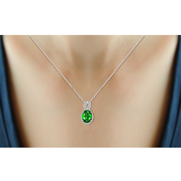 JewelonFire 6.20 Carat T.G.W. Chrome Diopside And 1/20 Carat T.W. White Diamond Sterling Silver 3 Piece Jewelry Set - Assorted Colors