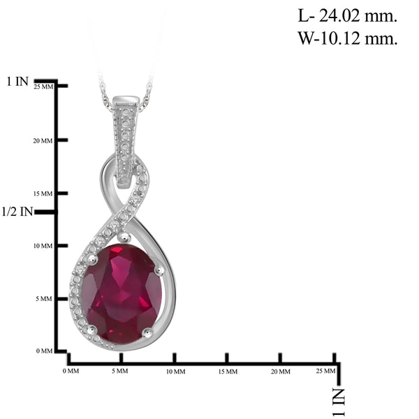 JewelonFire 5.40 Carat T.G.W. Ruby And 1/20 Carat T.W. White Diamond Sterling Silver 3 Piece Jewelry Set - Assorted Colors