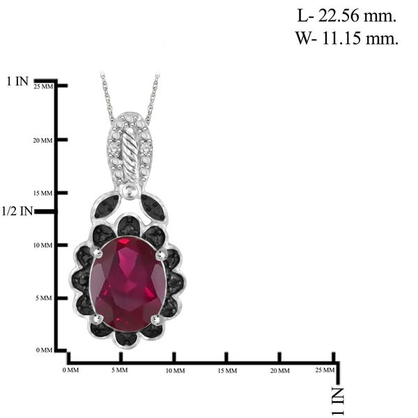 JewelonFire 6.70 Carat T.G.W. Ruby And 1/20 Carat T.W. Black & White Diamond Sterling Silver 3 Piece Jewelry Set - Assorted Colors