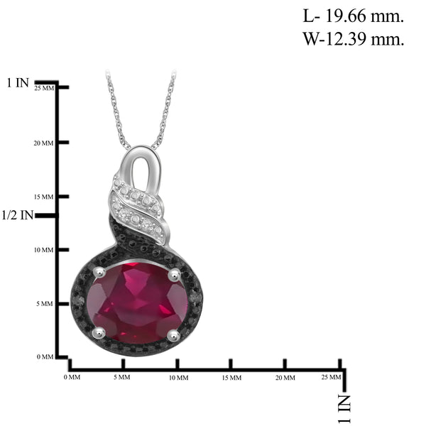 JewelonFire 5.90 Carat T.G.W. Ruby And 1/20 Carat T.W. Black & White Diamond Sterling Silver 3 Piece Jewelry Set - Assorted Colors