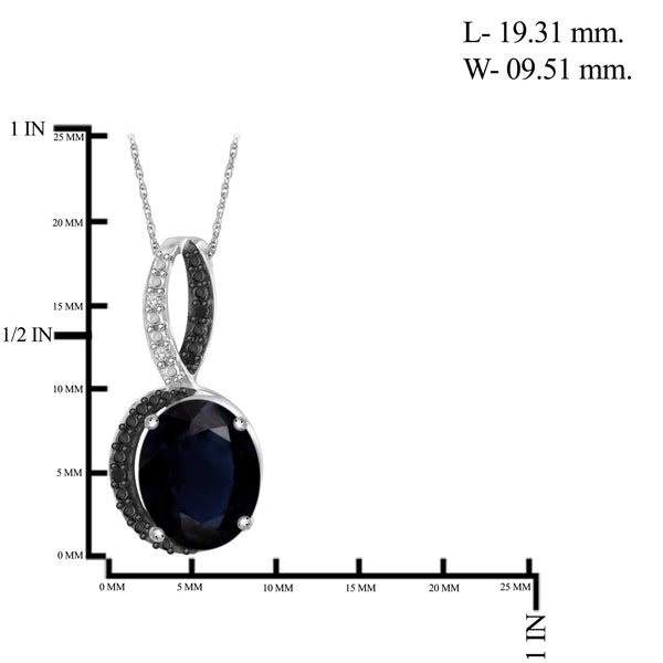 JewelonFire 6.00 Carat T.G.W. Sapphire And 1/20 Carat T.W. Black & White Diamond Sterling Silver 3 Piece Jewelry Set - Assorted Colors