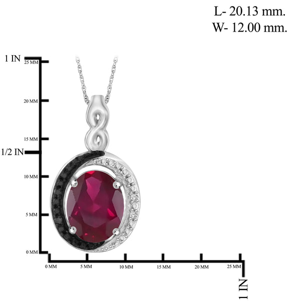 JewelonFire 5.90 Carat T.G.W. Ruby And 1/20 Carat T.W. Black & White Diamond Sterling Silver 3 Piece Jewelry Set - Assorted Colors