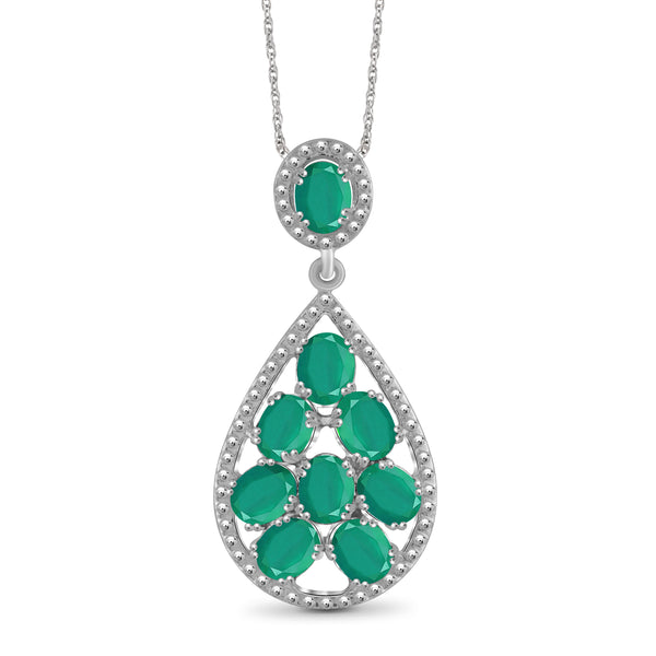 JewelonFire 2.00 Carat T.G.W. Genuine Emerald Sterling Silver Pendant - Assorted Colors