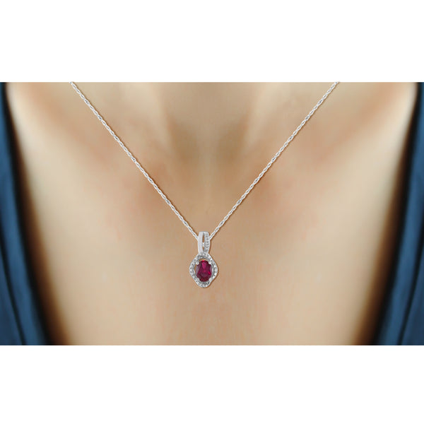 JewelonFire 1.95 Carat T.G.W. Ruby And Accent White Diamond Sterling Silver Pendant - Assorted Colors