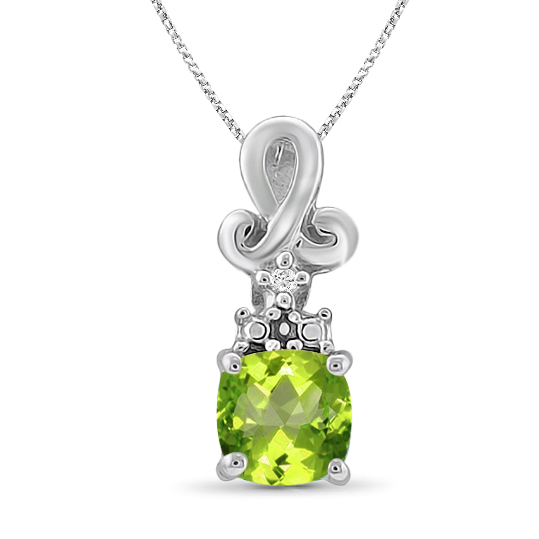 JewelonFire 1.00 Carat T.G.W. Peridot And White Diamond Accent Sterling Silver Pendant - Assorted Colors