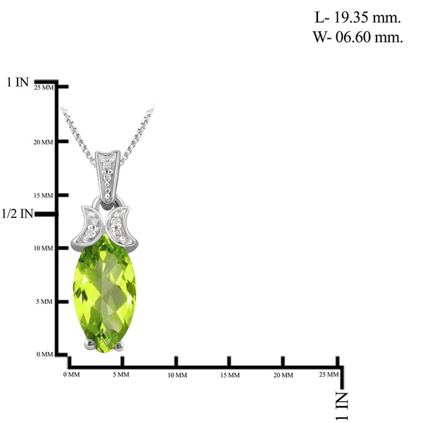 JewelonFire 2.00 Carat T.G.W. Peridot And White Diamond Accent Sterling Silver Pendant - Assorted Colors