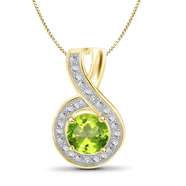 JewelonFire 3/4 Carat T.G.W. Peridot And White Diamond Accent Sterling Silver Pendant - Assorted Colors