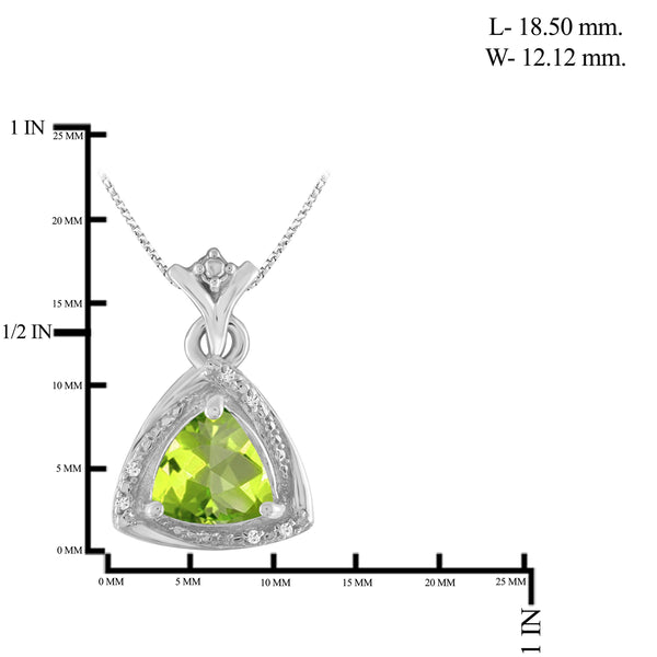 JewelonFire 1 1/2 Carat T.G.W. Peridot And White Diamond Accent Sterling Silver Pendant - Assorted Colors