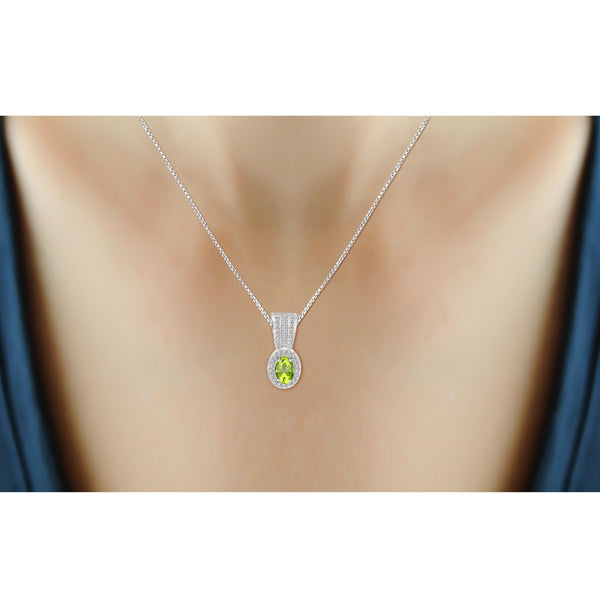 JewelonFire 1/2 Carat T.G.W. Peridot And White Diamond Accent Sterling Silver Pendant - Assorted Colors
