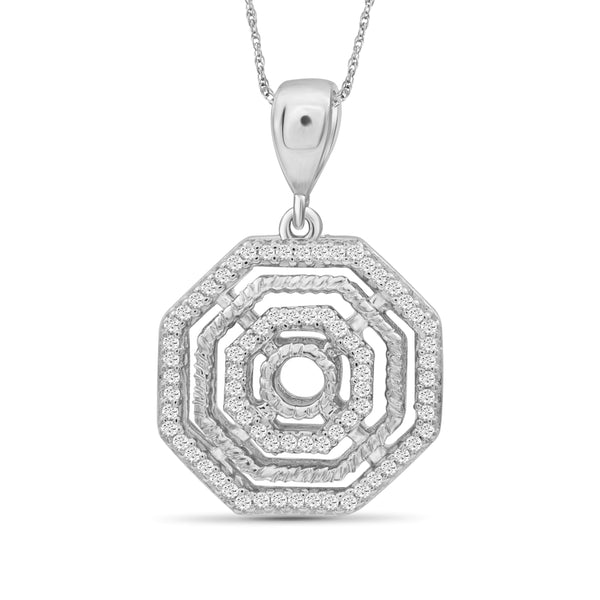 JewelonFire 1/5 Carat T.W. White Diamond Sterling Silver Octagon Pendant - Assorted Colors