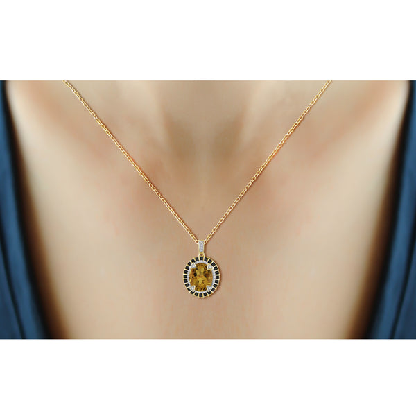 JewelonFire 1 1/2 Carat T.G.W. Whiskey And Black & White Diamond Accent 14kt Gold Over Silver Fashion Pendant