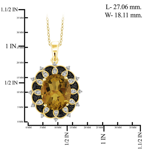 JewelonFire 1 1/2 Carat T.G.W. Whiskey And Black & White Diamond Accent 14kt Gold Over Silver Fashion Pendant