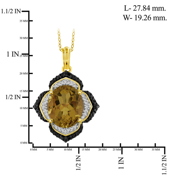 JewelonFire 1 1/2 Carat T.G.W. Whiskey And Black & White Diamond Accent 14kt Gold Over Silver Flower Pendant