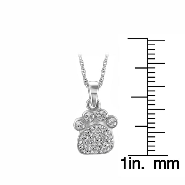 JewelonFire Accent White Diamond Paw Pendant in Sterling Silver