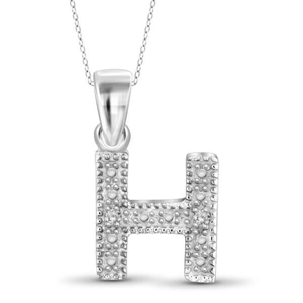 JewelonFire White Diamond Accent Sterling Silver "A to Z" Initial Pendant