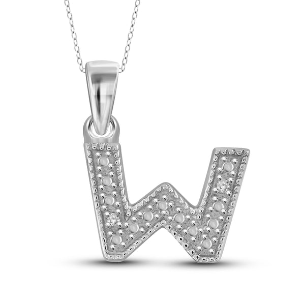 JewelonFire White Diamond Accent Sterling Silver "A to Z" Initial Pendant