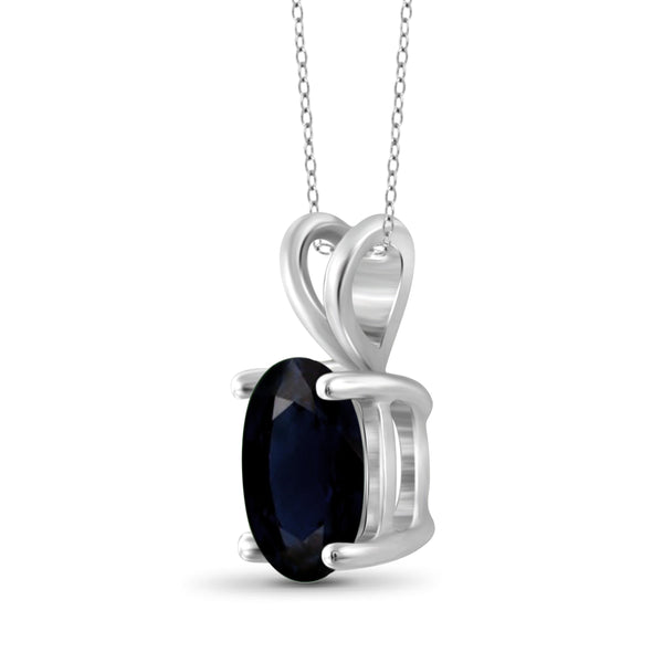 JewelonFire 1.90 Carat T.G.W. Sapphire Sterling Silver Fashion Pendant - Assorted Colors