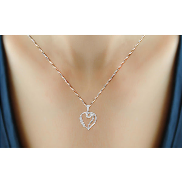 JewelonFire White Diamond Accent Sterling Silver Heart Pendant