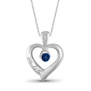 JewelonFire Blue Diamond Accent Sterling Silver Mother Heart Pendant