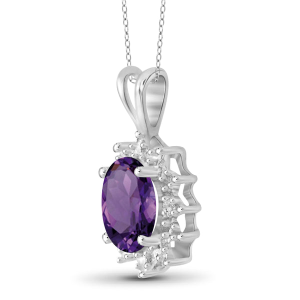 JewelonFire 1/2 Carat T.G.W. Amethyst Sterling Silver Pendant - Assorted Colors