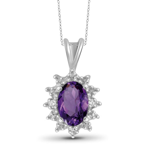 JewelonFire 1/2 Carat T.G.W. Amethyst Sterling Silver Pendant - Assorted Colors