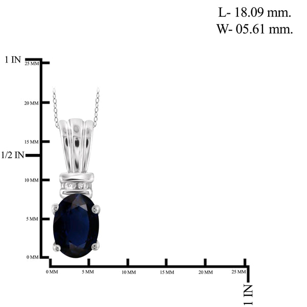 JewelonFire 1.00 Carat T.G.W. Sapphire and 1/20 ctw White Diamond Sterling Silver Pendant - Assorted Colors