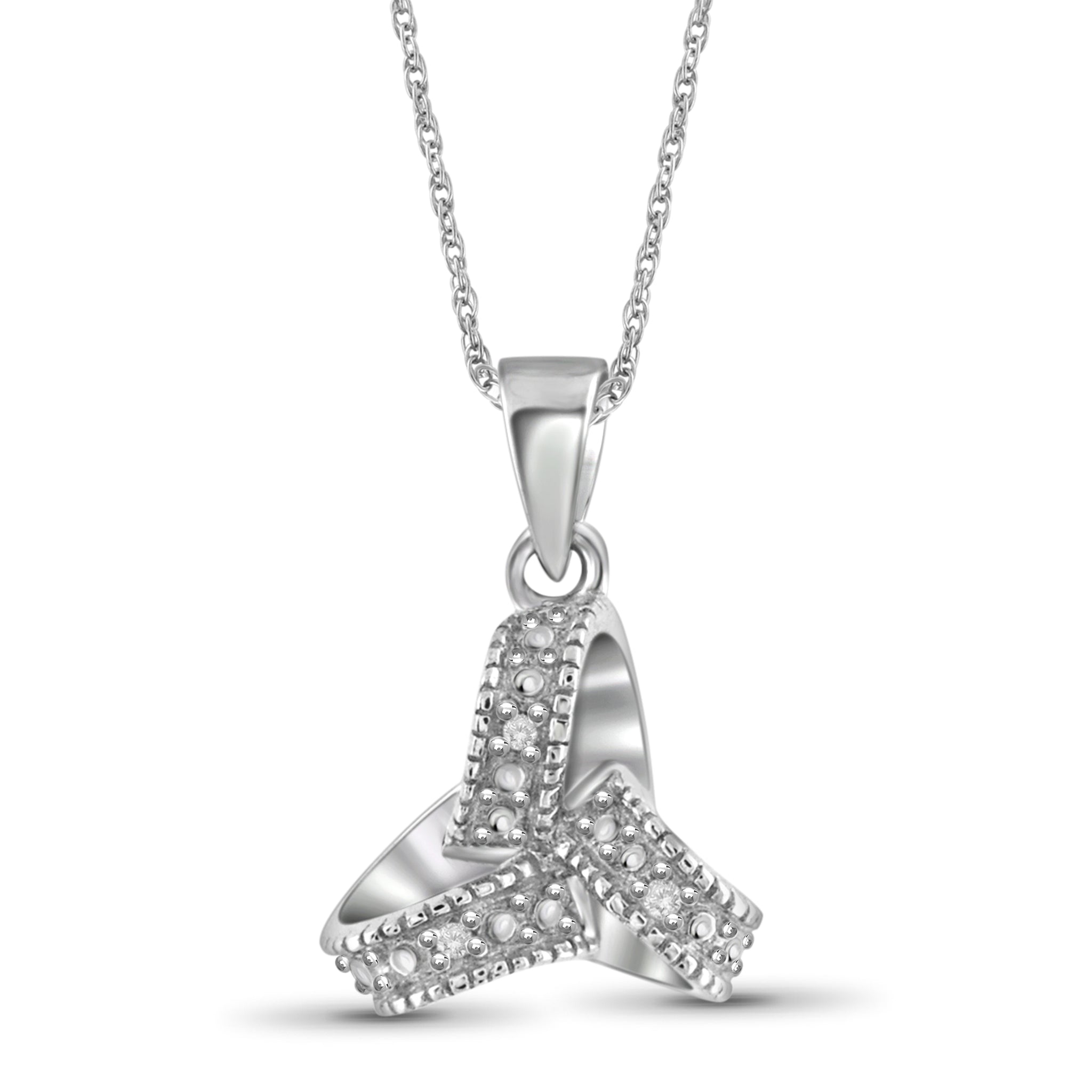 JewelonFire Accent White Diamond Love Knote Pendant in Sterling Silver