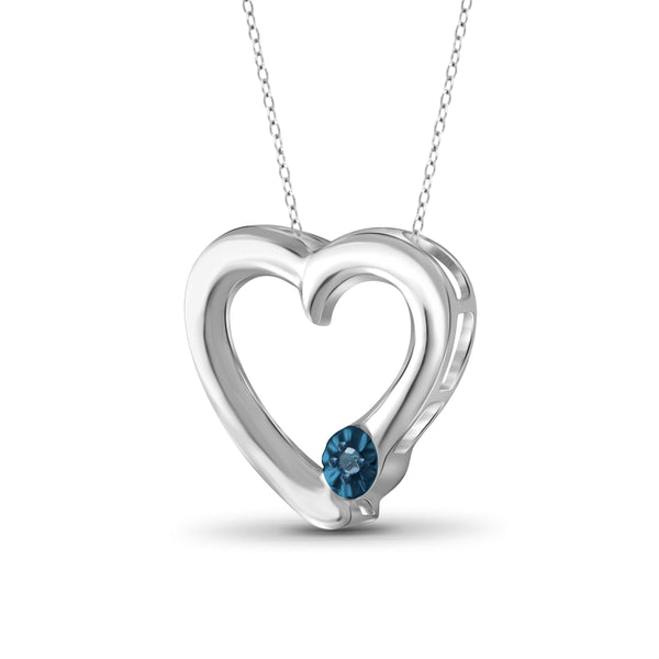 JewelonFire True Love Blue Diamond Accent Sterling Silver Heart Pendant
