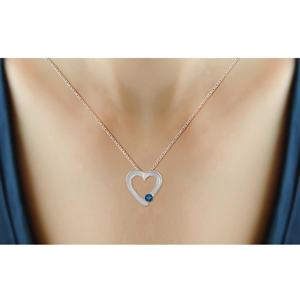 JewelonFire True Love Blue Diamond Accent Sterling Silver Heart Pendant