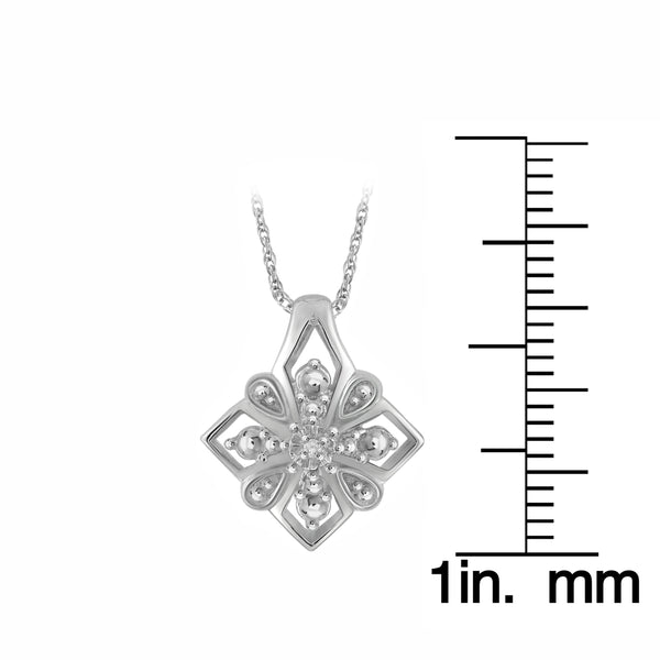 JewelonFire Accent White Diamond Pendant in Sterling Silver