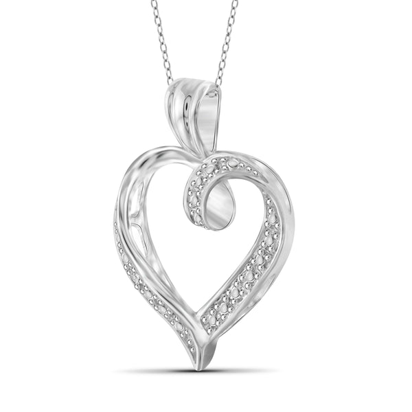 JewelonFire White Diamond Accent Sterling Silver Open Heart Pendant - Assorted Colors