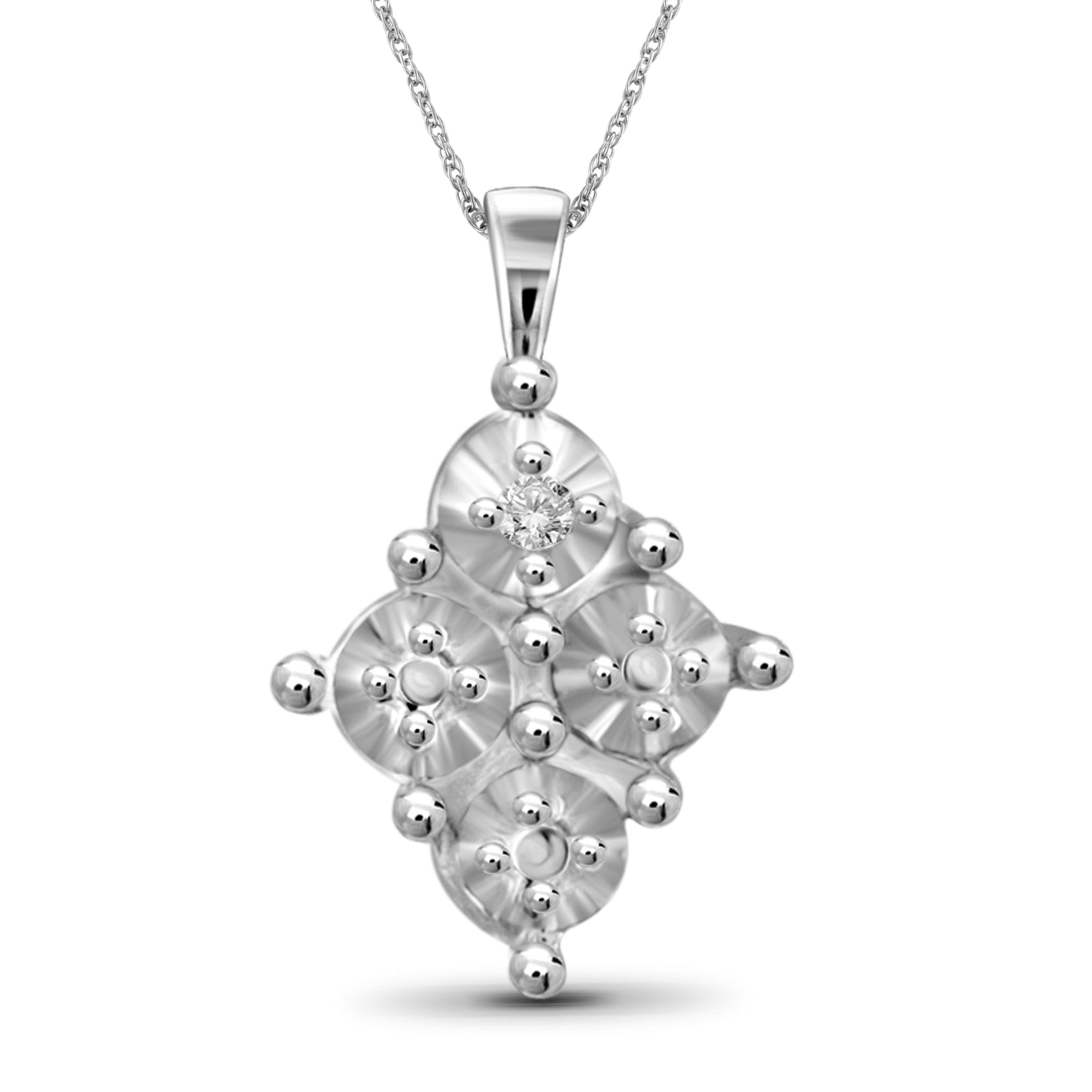 JewelonFire Accent White Diamond Pendant in Sterling Silver