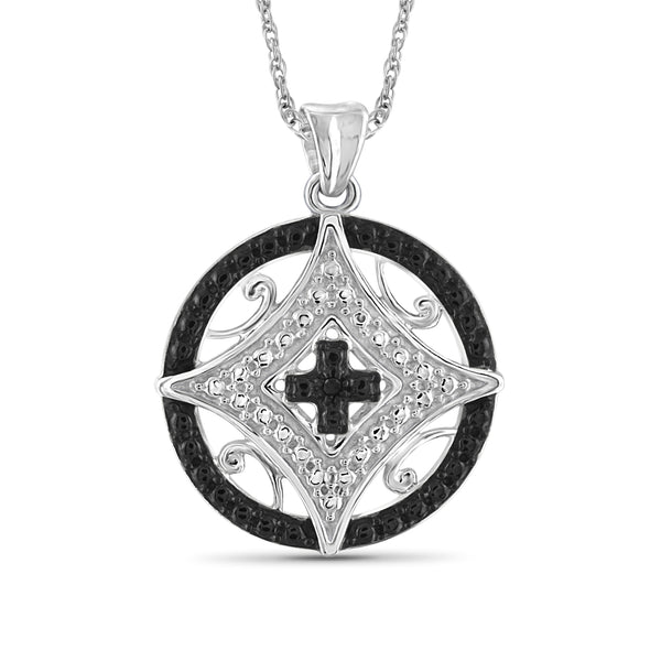 JewelonFire Accent Black And White Diamond Pendant in Sterling Silver