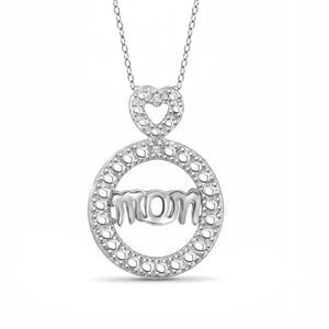 JewelonFire White Diamond Accent Sterling Silver Mother Circle Pendant - Assorted Colors