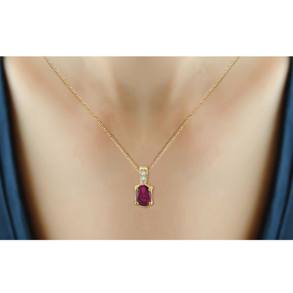 JewelonFire 0.90 Carat T.G.W. Ruby and White Diamond Accent Sterling Silver Pendant - Assorted Colors