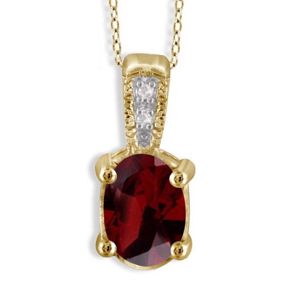 JewelonFire 1.00 Carat T.G.W. Garnet And White Diamond Accent Sterling Silver Pendant - Assorted Colors