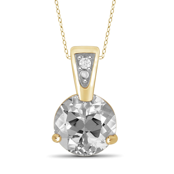 JewelonFire 1.00 Carat T.G.W. White Topaz And White Diamond Accent Sterling Silver Pendant - Assorted Colors